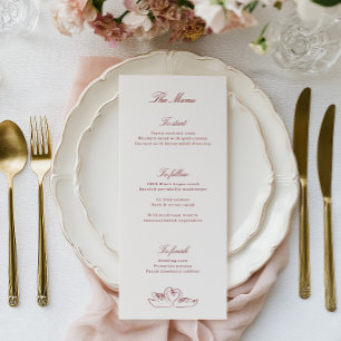 Menu Cardápio de Casamento Caprichoso com Cisnes Ilustr