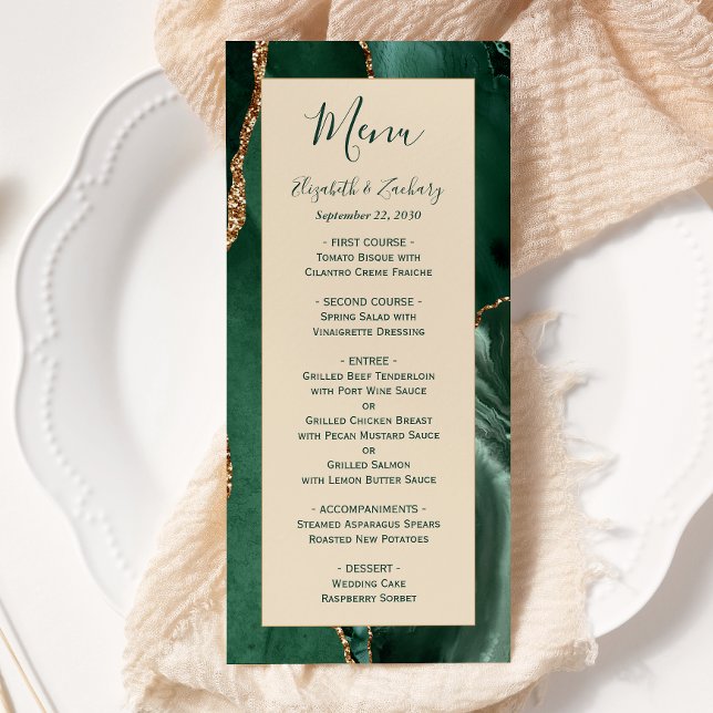 Menu Cardápio de Casamento Champanhe Dourado Verde Esme (Criador carregado)