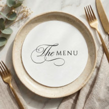 Cardápio de Casamento Círculo Elegante Caligrafia