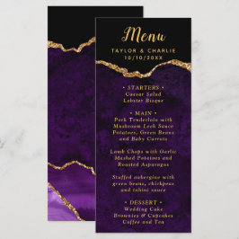 Menu Cardápio de Casamento com Ágata Roxa e Dourada