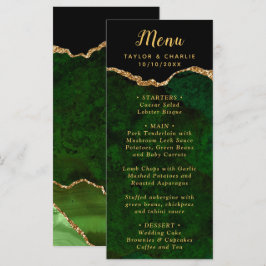 Menu Cardápio de Casamento com Ágata Verde e Dourada