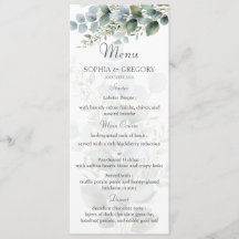 Cardápio de Casamento com Aquarela de Eucalipto Bo