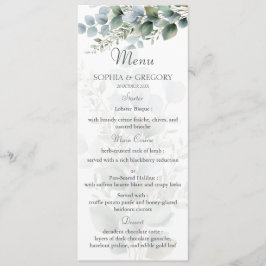 Menu Cardápio de Casamento com Aquarela de Eucalipto Bo
