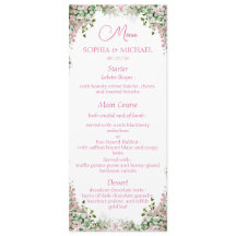 Cardápio de Casamento com Arco Floral Rosa Poético