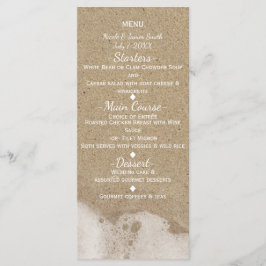 Menu Cardápio de Casamento com Areia de Praia e Água do