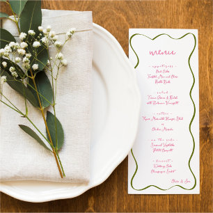 Menu Cardápio de Casamento com Borda Curva Desenhada à 