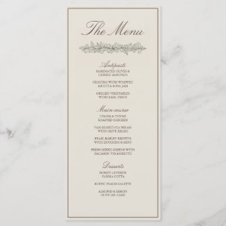Menu Cardápio de Casamento com Borda Floral Clássica El
