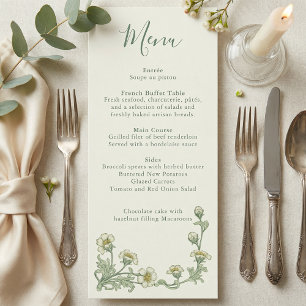 Menu cardápio de casamento com bordas florais Art Nouve