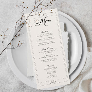 Menu Cardápio de Casamento com Caligrafia em Marfim Pre
