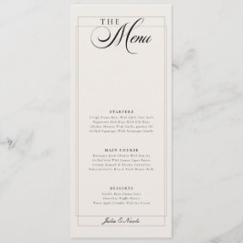 Menu Cardápio de Casamento com Caligrafia em Marfim Pre