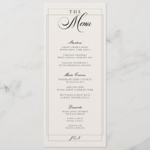 Menu Cardápio de Casamento com Caligrafia em Marfim Pre