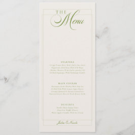 Menu Cardápio de Casamento com Caligrafia em Marfim Ver