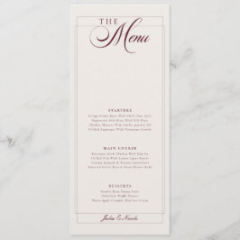 Menu Cardápio de Casamento com Caligrafia em Marfim Ver