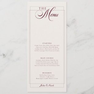 Menu Cardápio de Casamento com Caligrafia em Marfim Ver