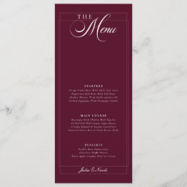 Menu Cardápio de Casamento com Caligrafia em Marfim Ver