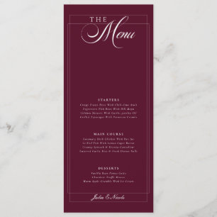 Menu Cardápio de Casamento com Caligrafia em Marfim Ver