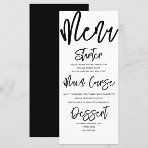 Menu Cardápio de Casamento com Caligrafia Moderna em Pr