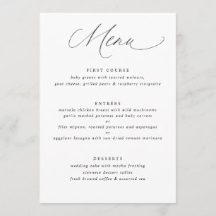 Menu Cardápio de Casamento com Caligrafia Simples e Ele