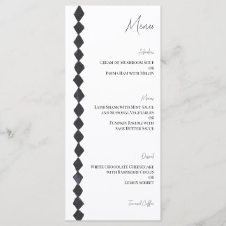 Menu Cardápio de Casamento com Corte Diamante Preto e B