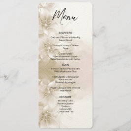 Menu Cardápio de Casamento com Flores Brancas de Marfim