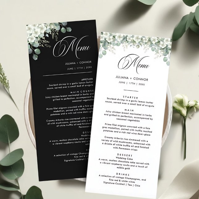 Menu Cardápio de Casamento com Folhagem Esmeralda Moder (Criador carregado)