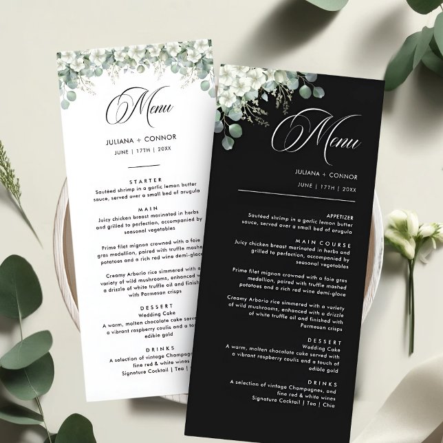 Menu Cardápio de Casamento com Folhagem Esmeralda Moder (Criador carregado)