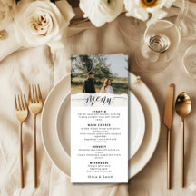 Cardápio de Casamento com Foto Elegante e Letra Mo