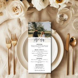 Menu Cardápio de Casamento com Foto Elegante e Letra Mo