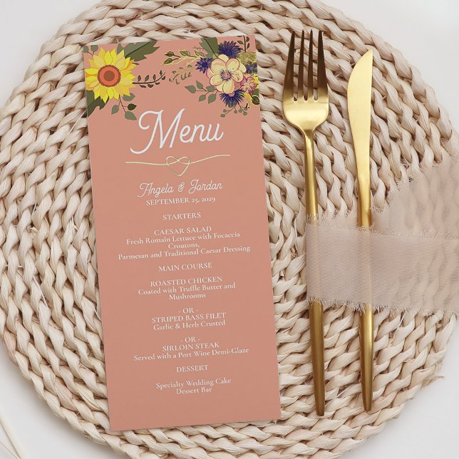 Menu Cardápio de Casamento com Girassóis (Criador carregado)
