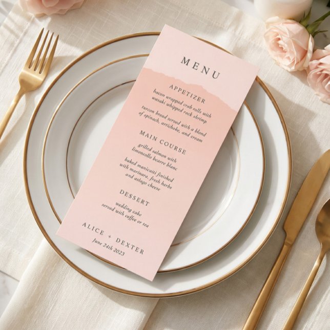 Menu Cardápio de Casamento com Gradiente de Rosa Elegan (Criador carregado)