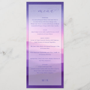 Menu Cardápio de Casamento com Gradiente Roxo Elegante