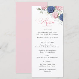 Menu Cardápio de Casamento com Hortênsias Rosa e Azul N