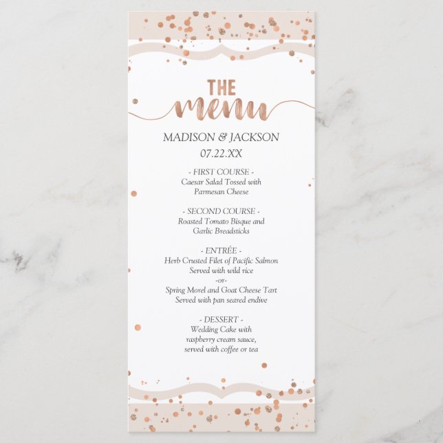 Menu Cardápio de Casamento com Listras de Areia e Confe (Frente)