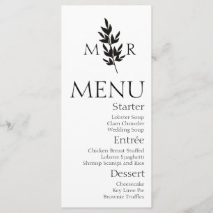 Menu Cardápio de Casamento com Logo de Ramo Botânico
