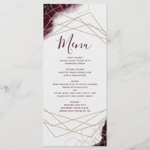 Menu Cardápio de Casamento com Moldura Geométrica em Aq