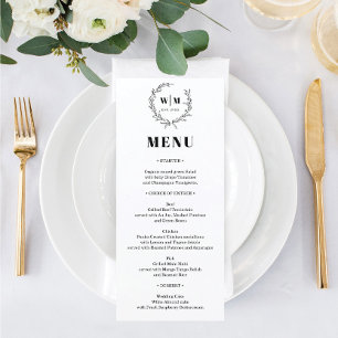 Menu Cardápio de Casamento com Monograma em forma de Co