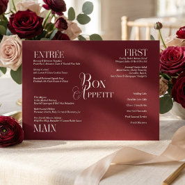 Menu Cardápio de Casamento com Monograma em Marfim e Bo