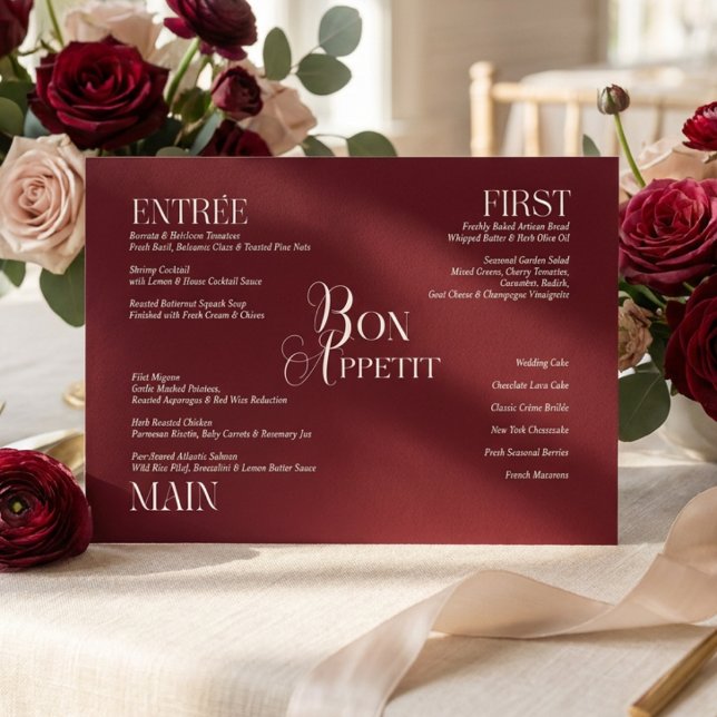 Menu Cardápio de Casamento com Monograma em Marfim e Bo (Criador carregado)