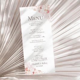 Menu Cardápio de Casamento com Rosas Cor-de-Rosa Românt