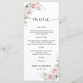 Menu Cardápio de Casamento com Rosas Rosa Bege