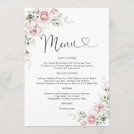 Menu Cardápio de Casamento com Rosas Rosa Bege