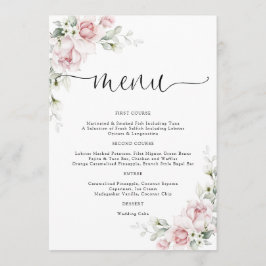 Menu Cardápio de Casamento com Rosas Rosa Bege