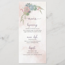 Menu Cardápio de Casamento com Suculentas Verde e Rosa