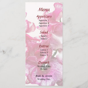 Menu Cardápio de Casamento Coração de Ervilha-de-cheiro