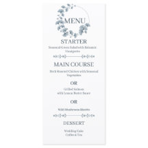Cardápio de Casamento Coroa Floral de Ginkgo Azul
