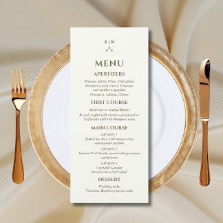 Menu Cardápio de Casamento Cristão Pérola Monograma Mar