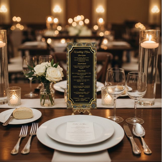 Menu Cardápio de Casamento Custom Art Deco com Estilo B (Criador carregado)