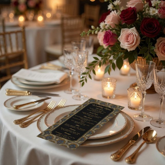 Menu Cardápio de Casamento Custom Art Deco com Estilo E (Criador carregado)