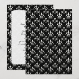 Menu Cardápio de Casamento Damask Lustre Preto