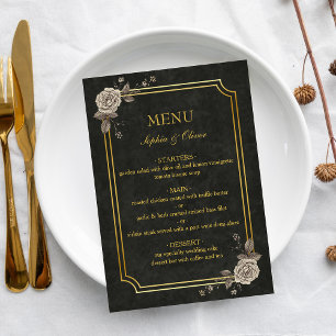 Menu Cardápio de Casamento Dark Academia Gótico Elegant
